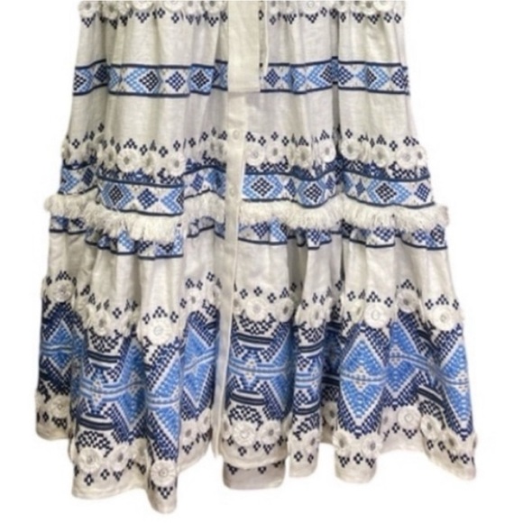 ALEXIS White & Blue Wylla Embroidered Linen Blend Maxi Dress - Picture 13 of 15
